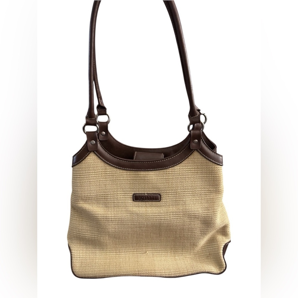 Vintage Boho Rosetti Cream and Brown Woven Shoulder Bag